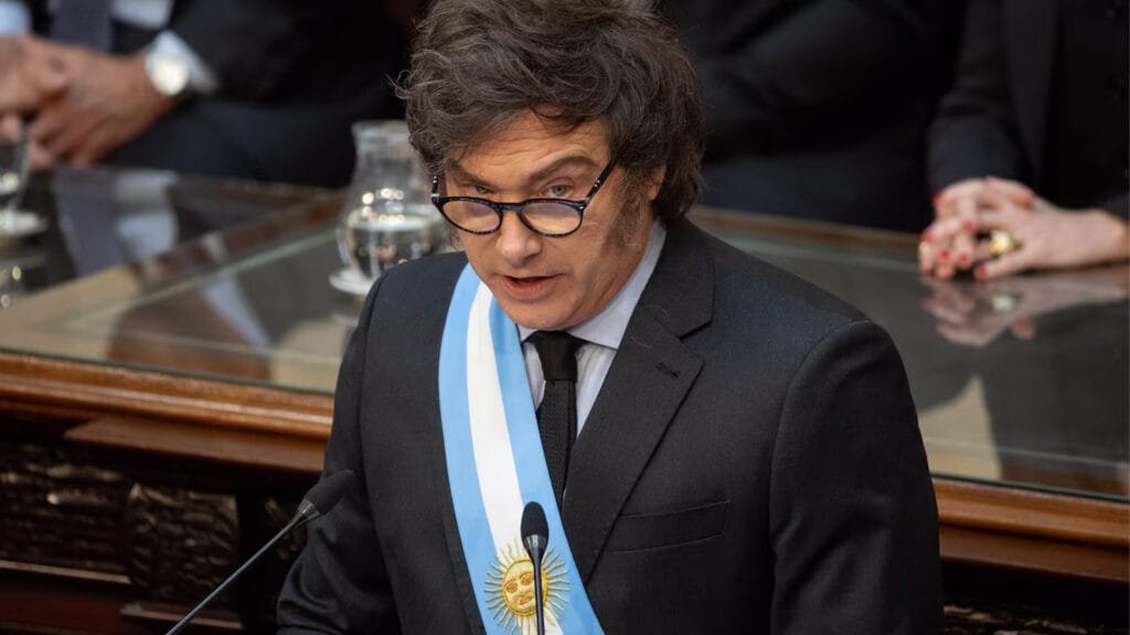El presidente Javier Milei en la apertura de sesiones ordinarias en el Congreso de la Nación Argentina.