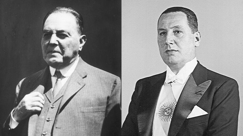 Hipólito Yrigoyen y Juan Domingo Perón, ex presidentes de Argentina